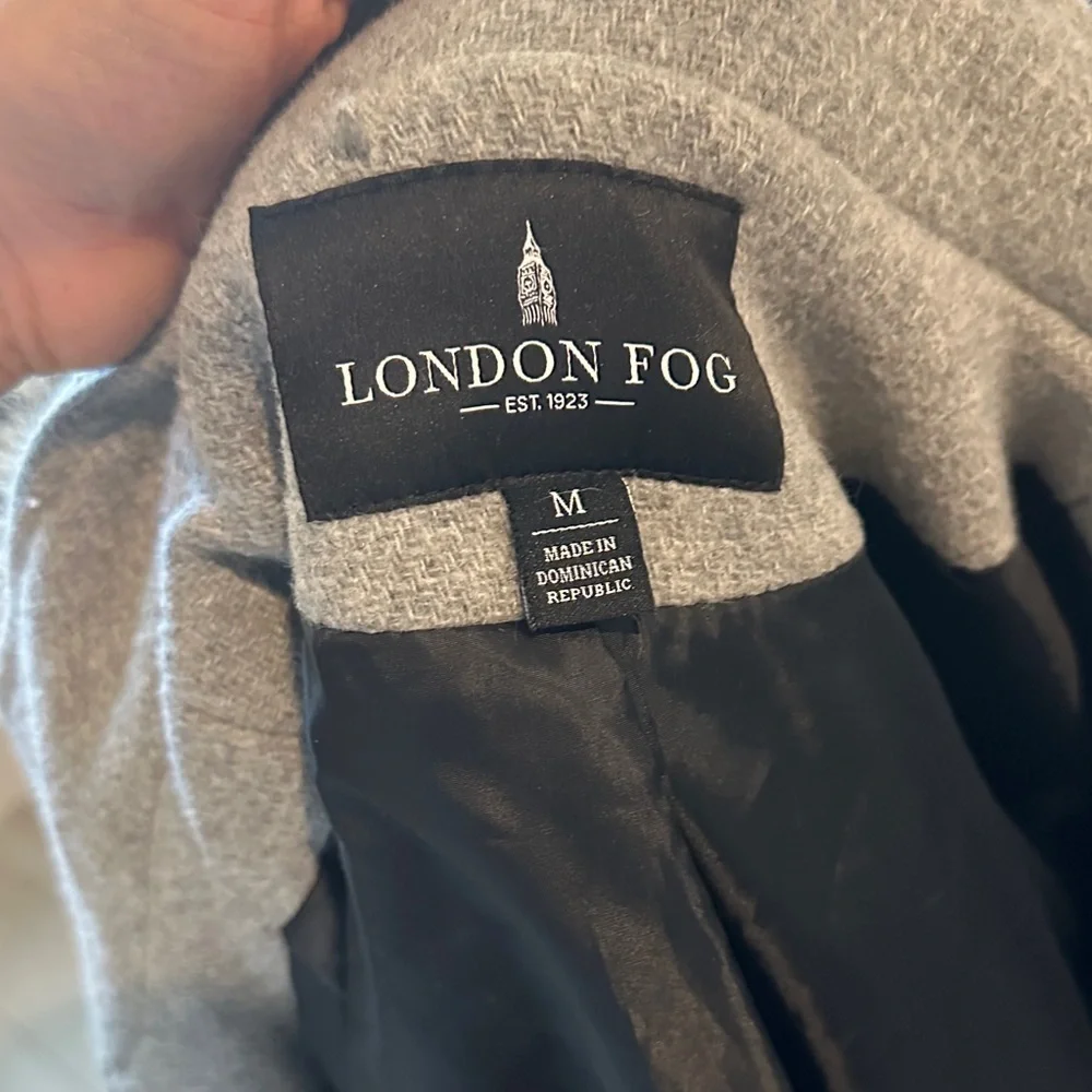London Fog Women's Gray Hooded Trench Coat with Faux Fur Trim - Picture 1 of 6